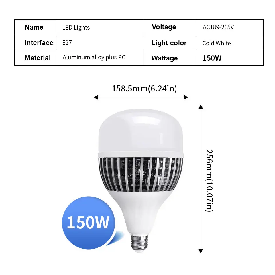 2PCS High Power LED Bulb Lamp Light 150W E27 220V Lamp Bright Lampada Ampoule Bombillas Warehouse Energy Saving Factory Workshop