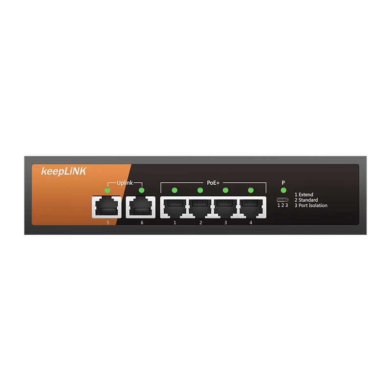 KeepLiNK 이더넷 RJ45 업링크용 메가비트 스위치, 4-PoE 포트, 2 포트, 6 포트