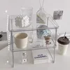 INS Foldable Transparent Desktop Storage Rack Office Cosmetics Makeup Storage Box Stationery Storage Rack Desk Organizer 1