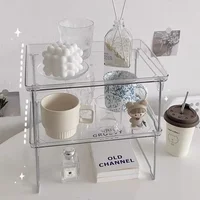 INS Foldable Transparent Desktop Storage Rack Office Cosmetics Makeup Storage Box Stationery Storage Rack Desk Organizer 1