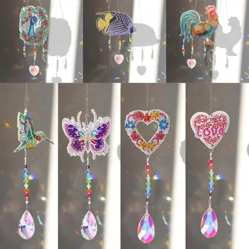 크리스탈 라이트 캐처 다이아몬드 페인팅 펜던트, 레인보우 체이서, 걸이식 드롭, 정원 장식품, 창문 커튼, 홈 데코 상품 이미지