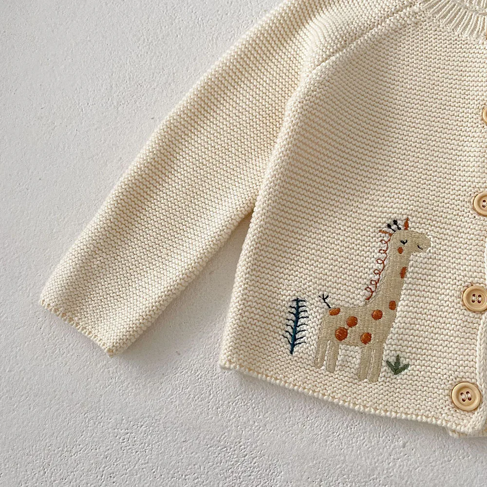 Beige Knitwear Sweater for Baby Girls