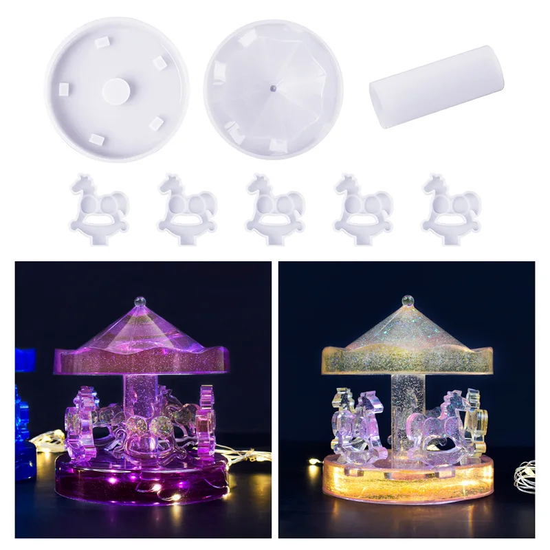 DIY Silicone Epoxy Resin Mold Carousel Wind Chime Mould Ornaments Table Ornaments Pendant Mould Jewelry Mold