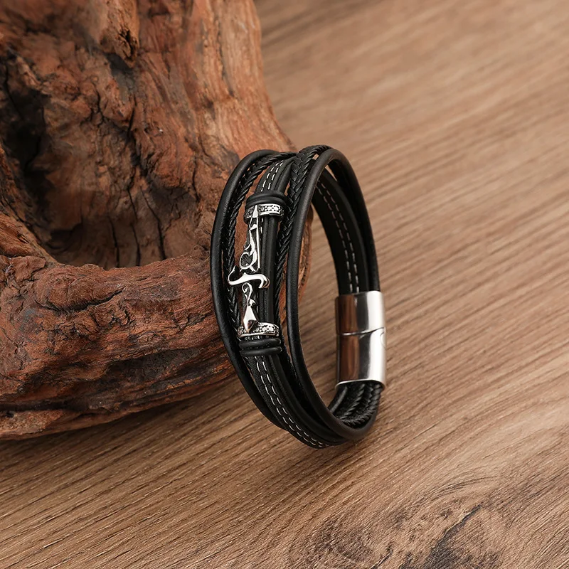 MKENDN Punk męska 316L Vintage Viking rycerz miecz