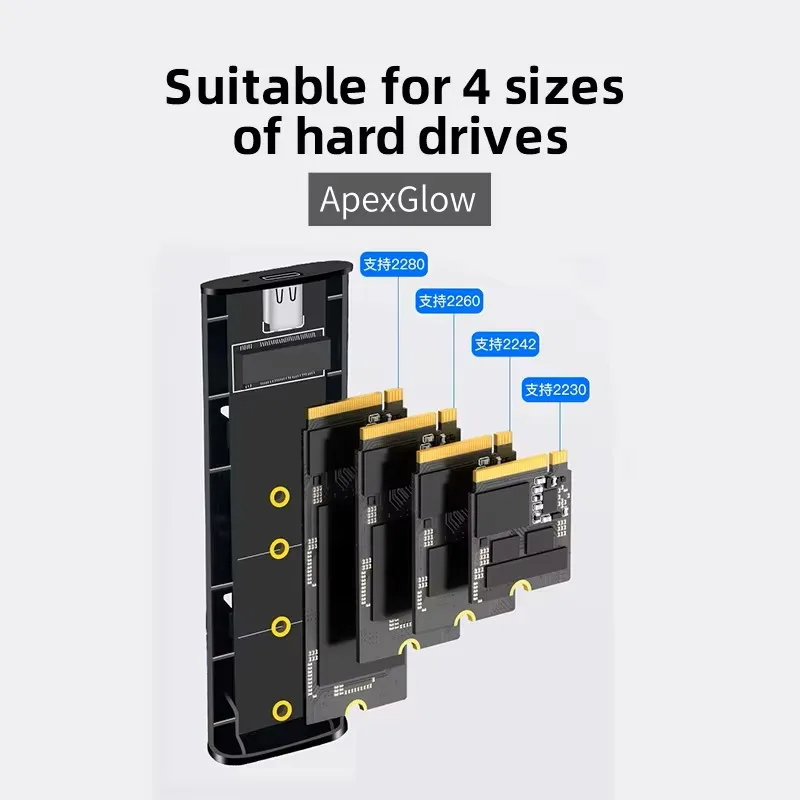 SSD enclosure 10Gbps USB C M2 Portable External Enclosure For NVMe and SATA SSDs Dual Protocol