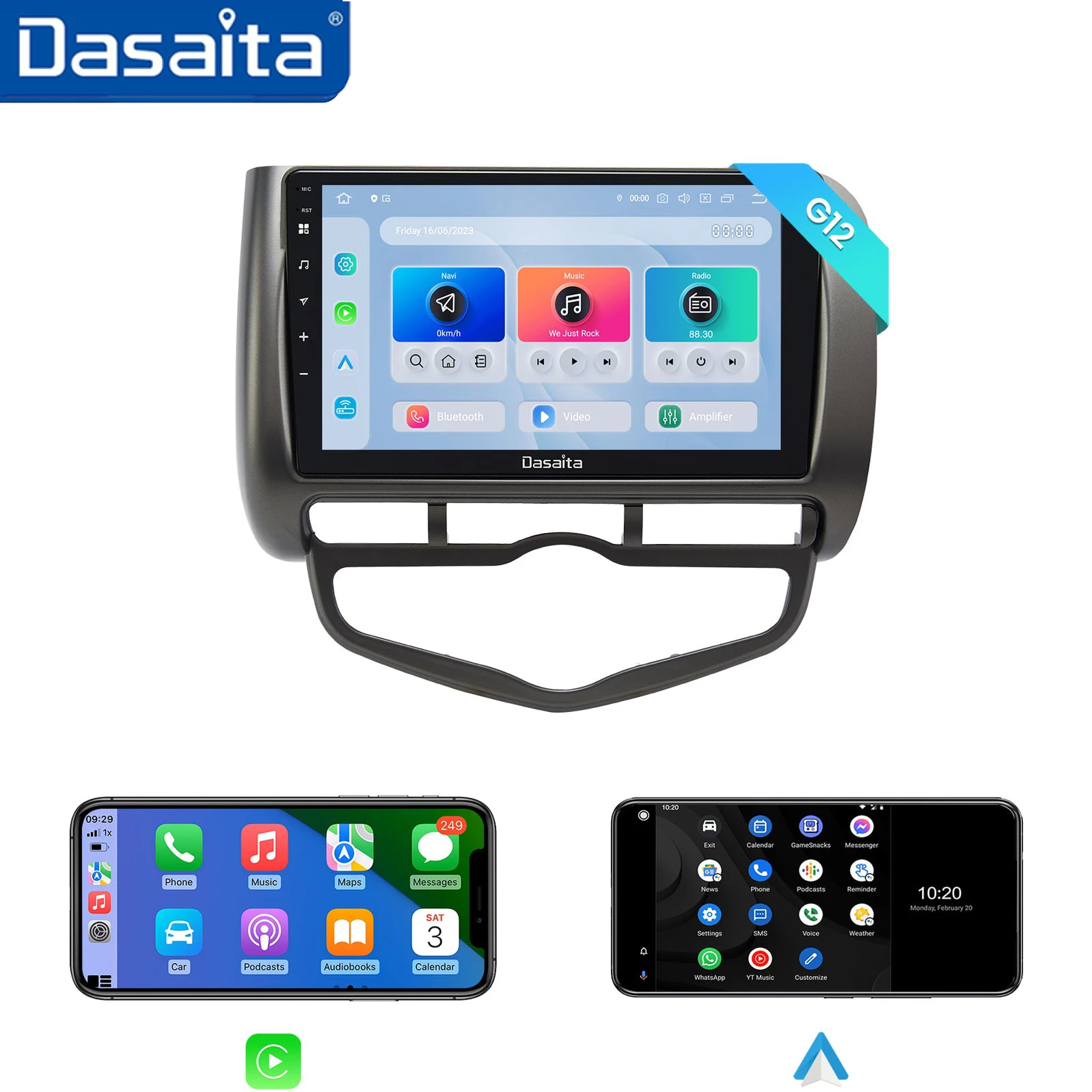 

Dasaita G12 for Honda Fit Jazz 2004 2005 2006 2007 Qualcomm 665 9" Screen Carplay Android Auto Radio Car Stereo Multimedia