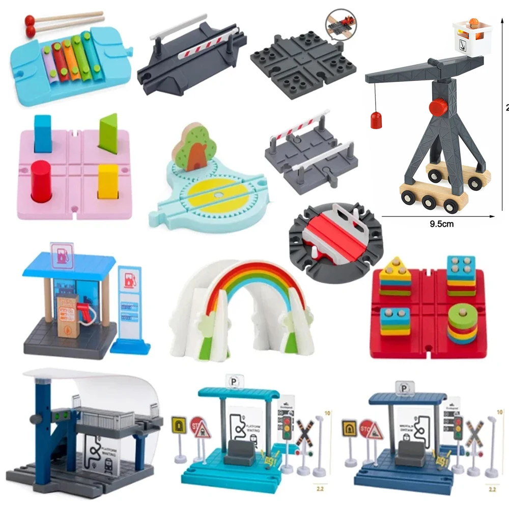 Wooden Railway Bridge and Tunnel Set - Educational Train Station Accessories