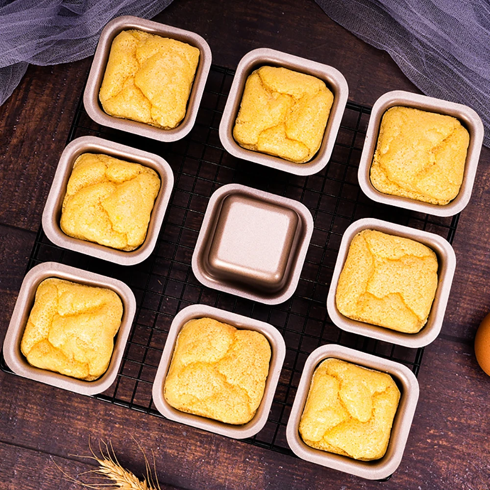 124pcsCarbonSteelMiniSquareBakingMoldsMuffinCupNonStick