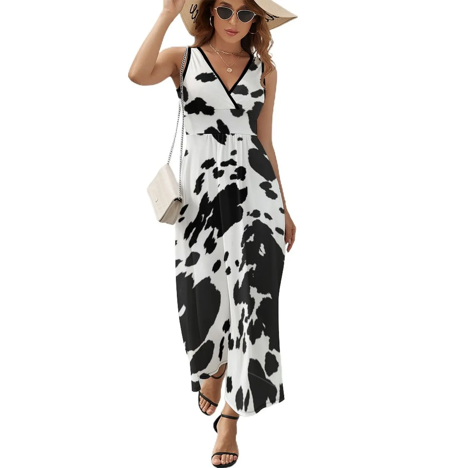 

Cow Print Pattern Sleeveless Dress Woman dresses wedding guest dress 2024