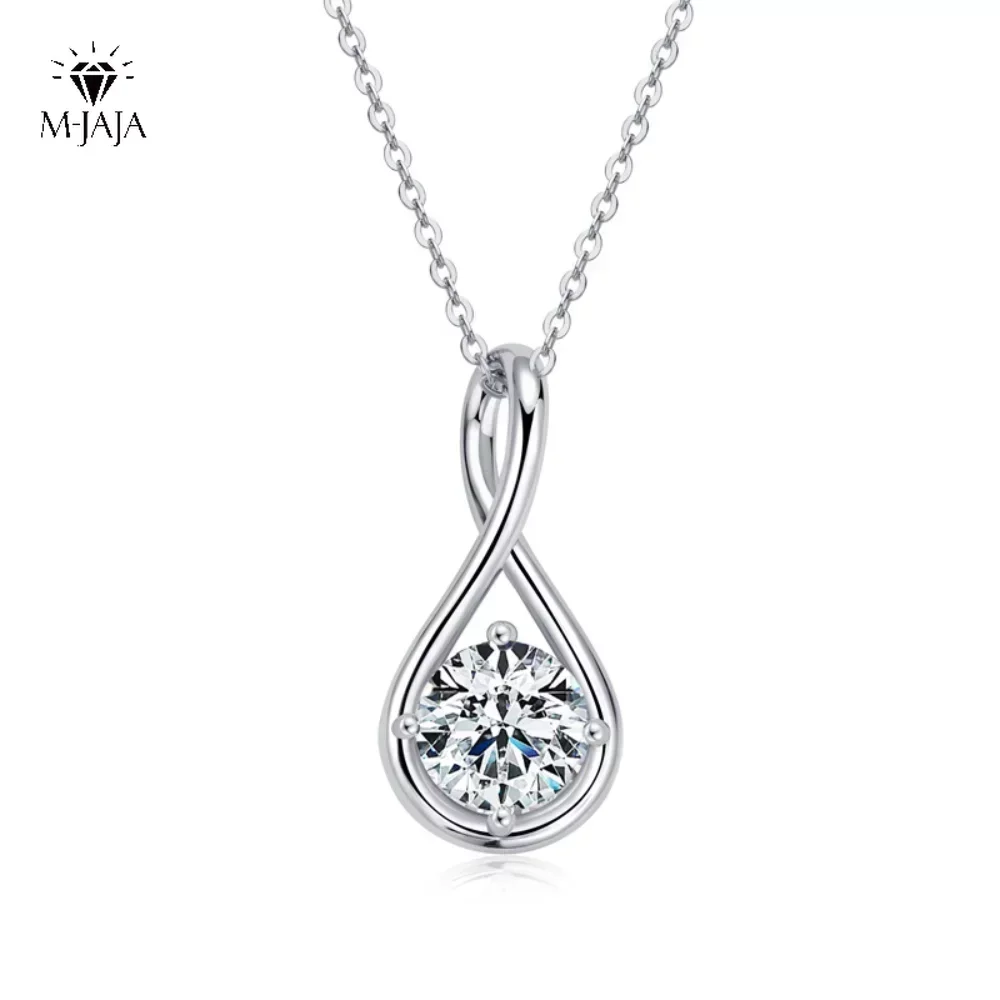 

M-JAJA Real Moissanite Gemstone Women Necklace Pendent 925 Sterling Silver VVSI 8MM Round Cut Fine Jewelry with GRA Wholesale