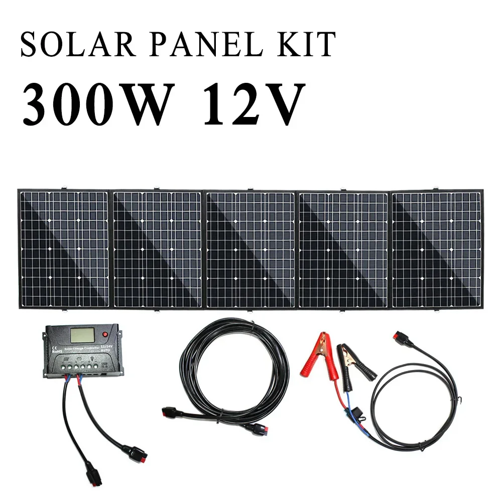 

18v 300w foldable solar panel kit charger 100w 200w 12v folding portable outdoor battery solar charger for home appliances