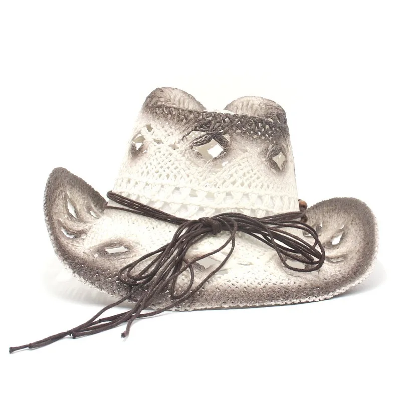 

New outdoor beach ethnic style western cowboy hat sun protection sunshade straw hat jazz hat