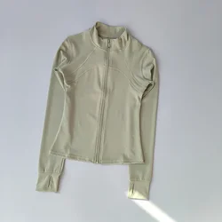 Women's High-End Standing Collar Long Sleeve Sports Jacket Fitness Top - M (Green)