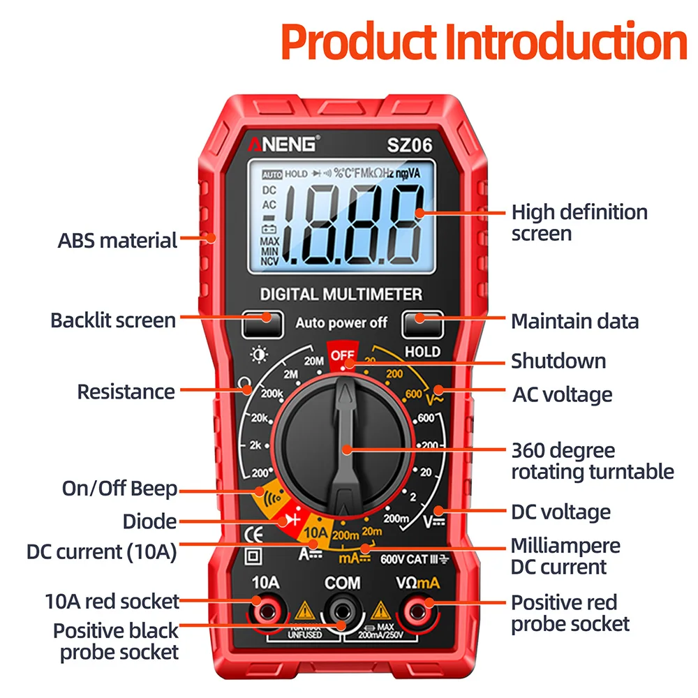 SZ06 LCD ũ  Ƽ 2000 īƮ 丮      ׽ AC/DC Ammeter а