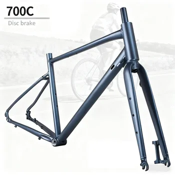 Telaio per bicicletta 700C Freno a disco in lega di alluminio Bici fuoristrada Telaio in ghiaia con forcella MTB 700x23/25/28/35/38C Tubo sella 470mm 520mm