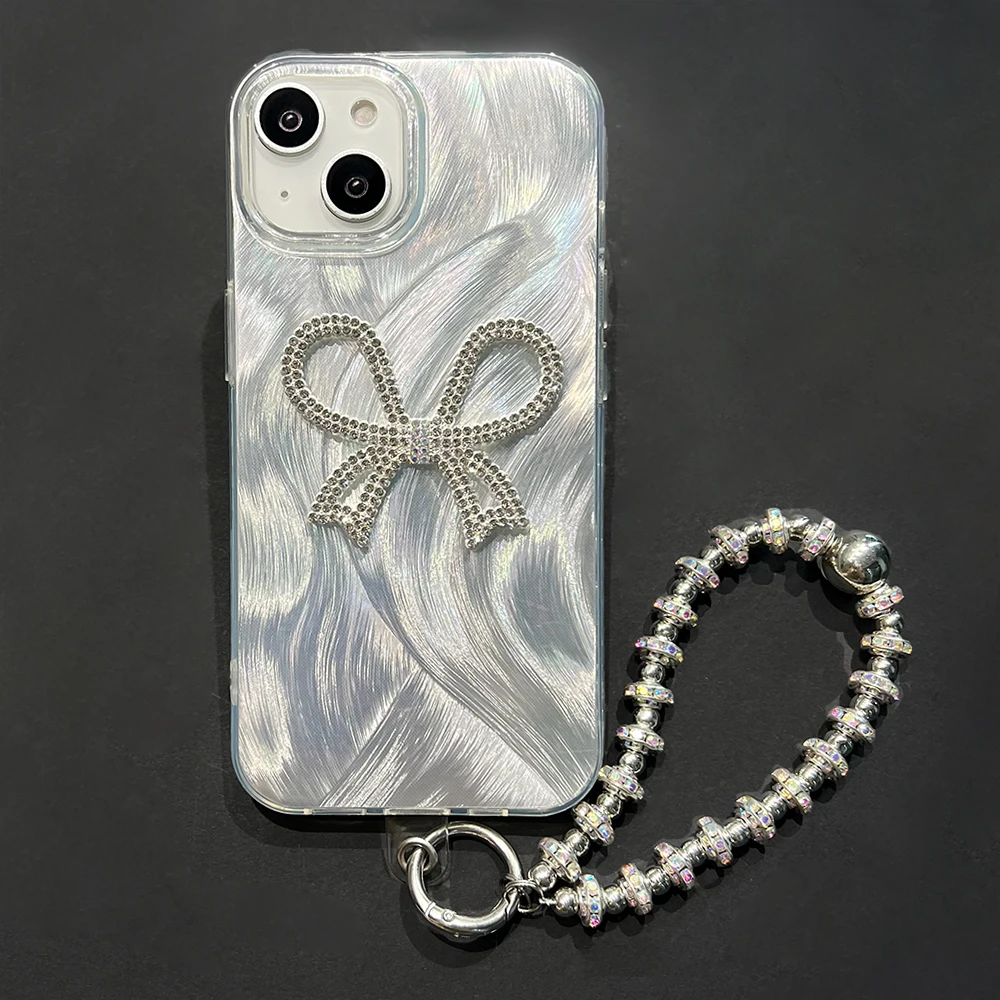 Custodie per telefono personalizzate fai da te Love Laser per iPhone 15 Custodia per iPhone 16 15 14 13 12 11 Pro Max Plus Braccialetto di perle Custodia in silicone morbido_voghion.com