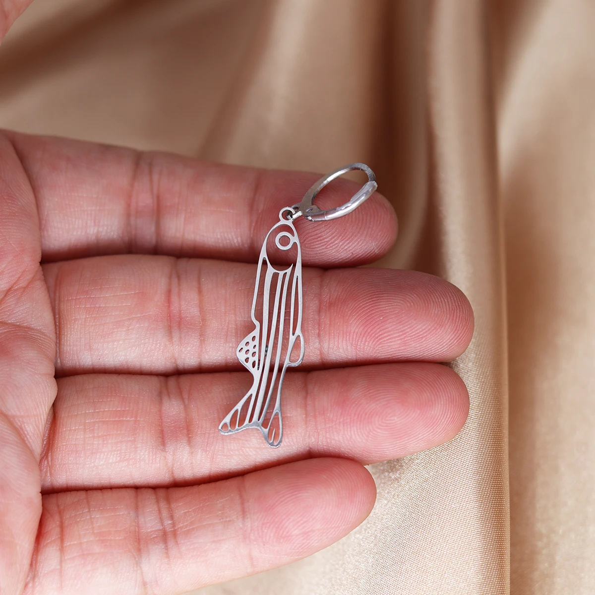CHENGXUN Stainless Steel Zebrafish Earring Fish Hoop Earrings Geek Jewelry Biology Gift Simple Birthday Party Gifts for Women