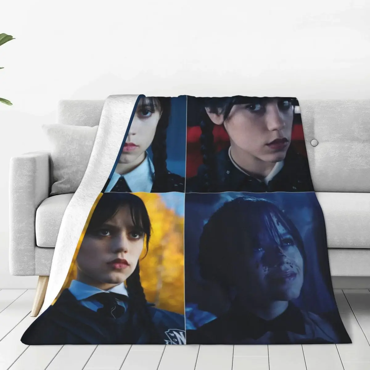 

Wednesday Addams Family Plaid Blanket Sofa Cover Fleece Textile Decor Tv Series Warm Throw Blanket for Home Couch Rug Piece