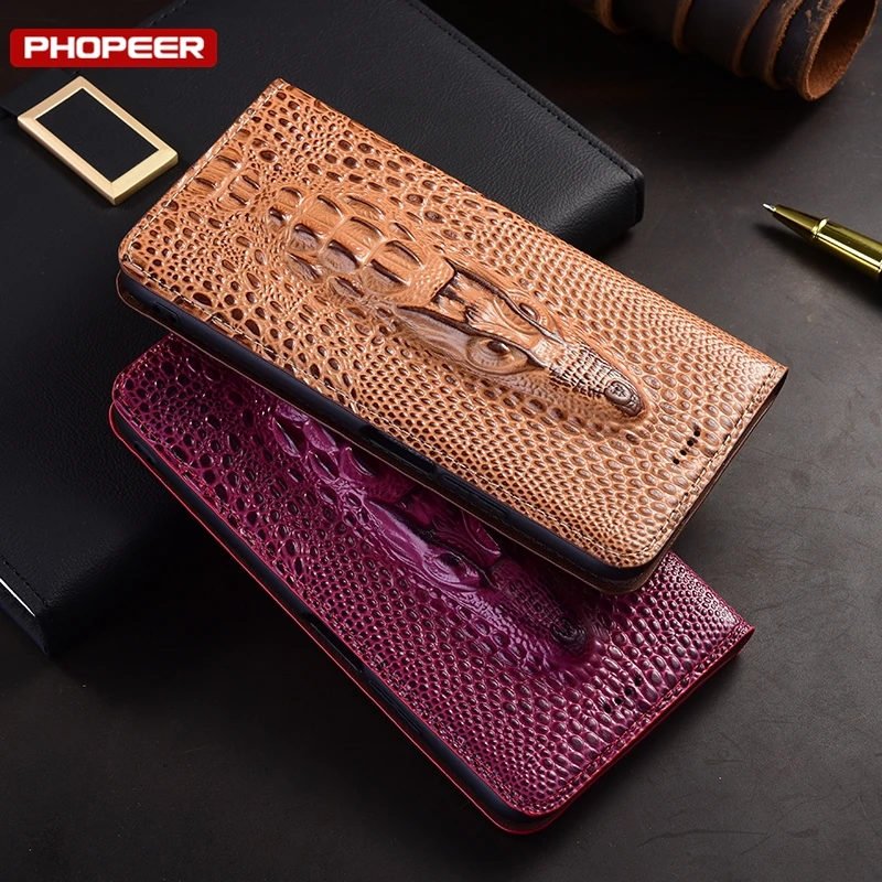 Premium Genuine Leather Flip Wallet Phone Cover with Magnetic Closure and Card Slot