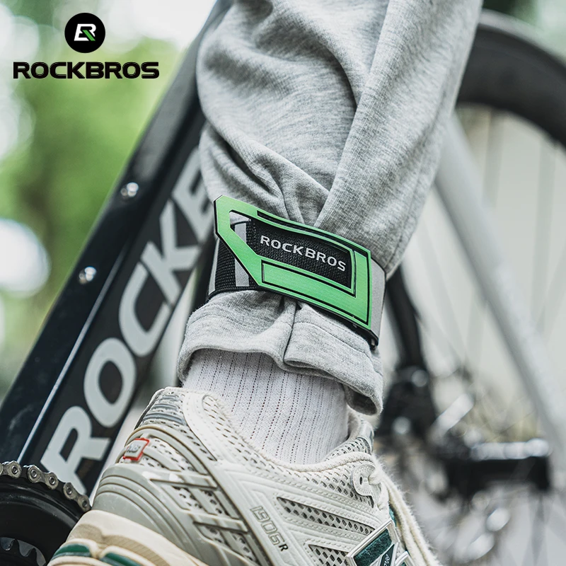ROCKBROS-Correa de pierna de bicicleta portátil, banda elástica para el tobillo, banda de seguridad para la muñeca, vendaje reflectante adecuado para ciclismo