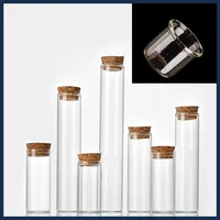 5X 5/8/10/12/14/15/30/40/50/60ML Clear Test Tube Glass Bottles With Cork Stopper Empty Spice Bottles Jars DIY Craft Wed Vials 1