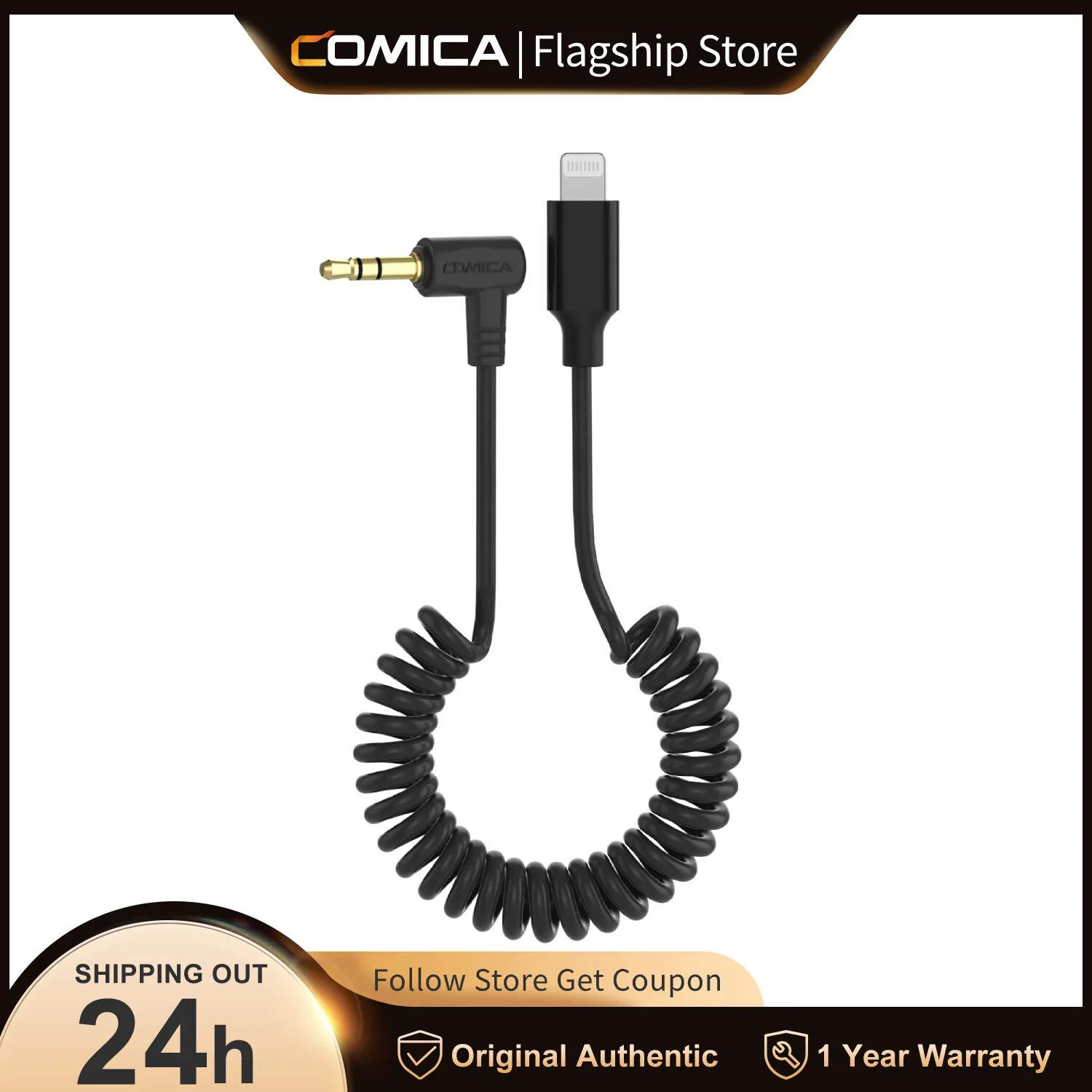 

Comica 3.5mm TRS To Lightning Audio Output Cable For Android Smartphone Wireless Microphone