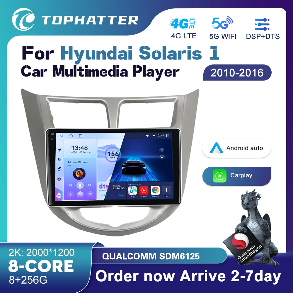 

For Hyundai Solaris Verna Accent 1 2010 - 2016 Android13 Car Radio 2 din Multimedia Video Player Navigaion GPS 4G DSP Head unit