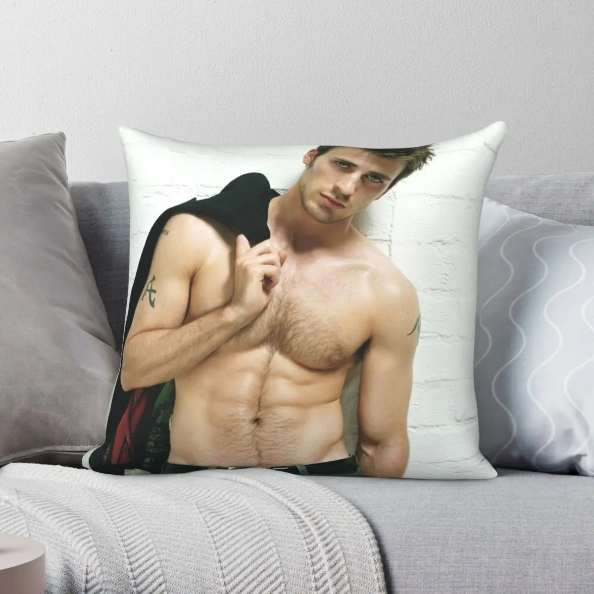 

Chris Evans Square Pillowcase Polyester Linen Velvet Printed Zip Decor Pillow Case Car Cushion Cover 45x45