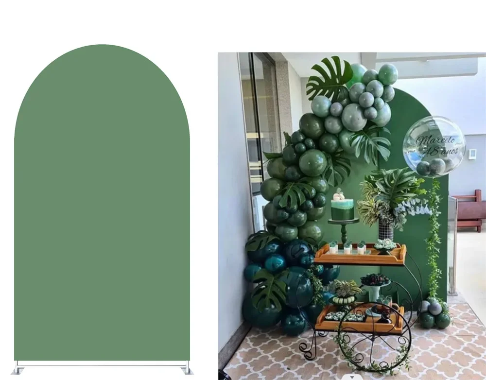 

Green Solid Color Theme Arch Backdrop Covers for Parties, Arched Panels Wedding Birthday Party Decoration Props