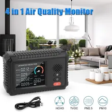 

Multifunctional Air Quality Monitor Carbon Dioxide Sensor TVOC HCHO PM2.5 PM10 Gas Detector Gas Analyzer Home Office Outdoor