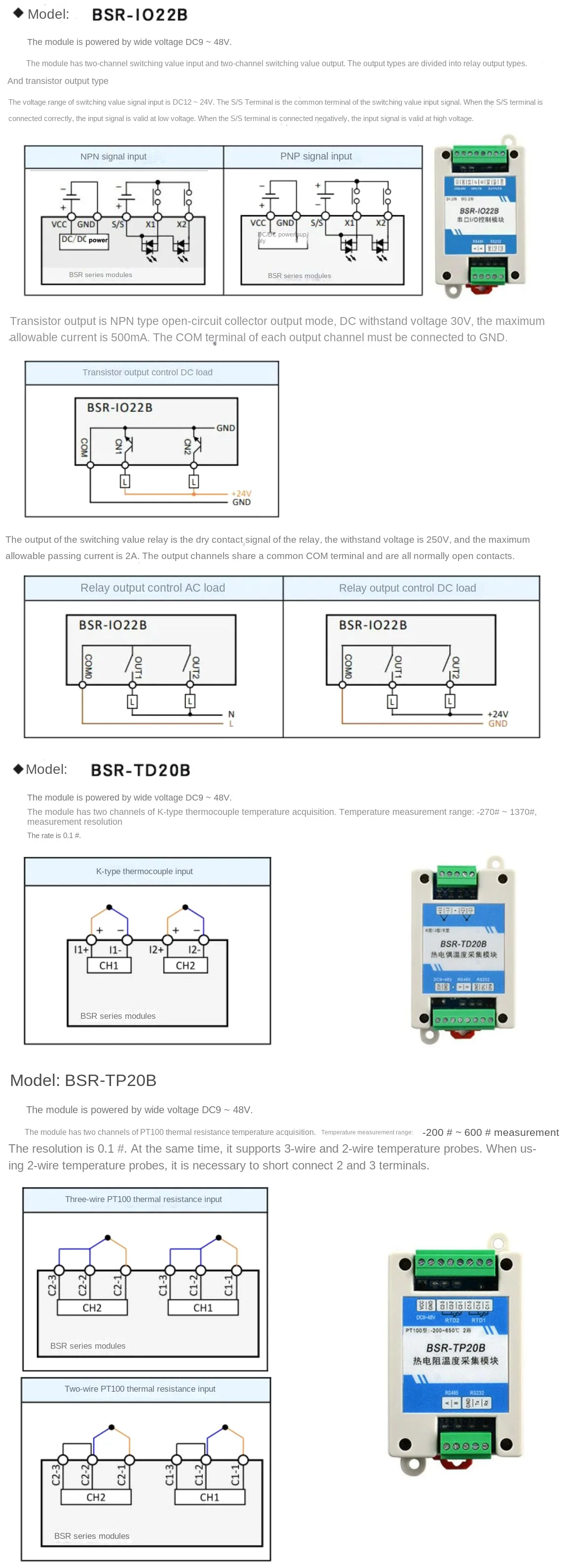 2CH 4CH Modbus IO RTU Module Series of DI/DO/AI/AO/ port by RS485/232 Communicat