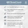 Threadmill 100% Cotton Sheets for Queen Size Bed - 600 Thread Count Queen Bed Sheets Set with 16” Deep Pocket - Sateen 3