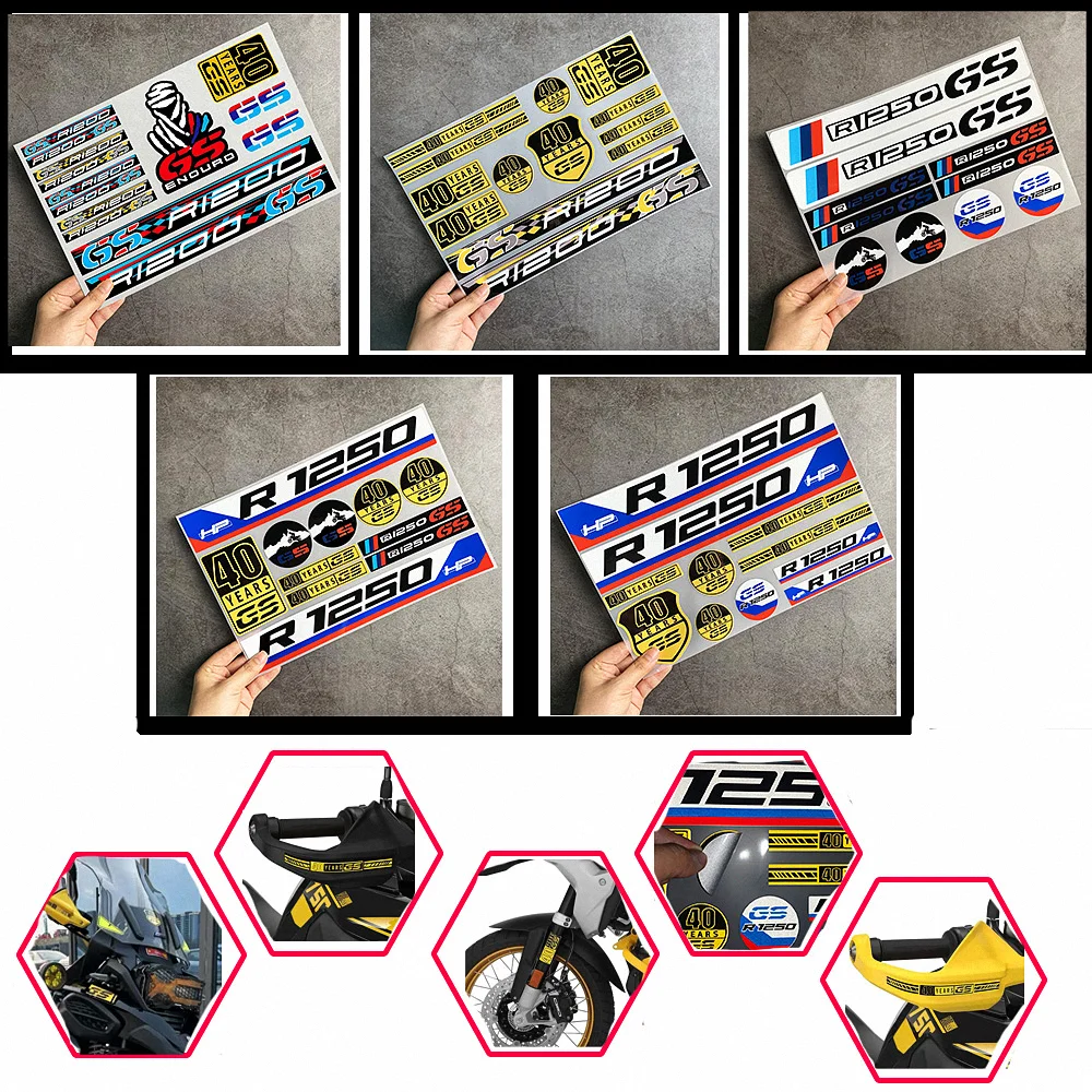 Motorcycle Accessories Helmet Parts Tank Pad 40 Years Stickers For BMW Adventure GSA GS R R1250gs R1200gs f800gs R1250 1250 1200