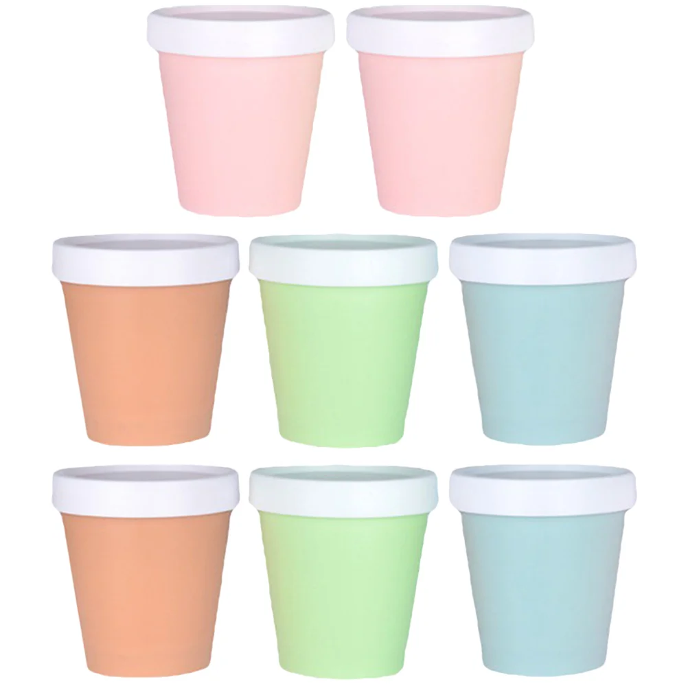 

8 Pcs Empty Ice Cream Bottle Cups Desserts Bowls with Lid Soup Containers Peaches Yogurt Treat Pp