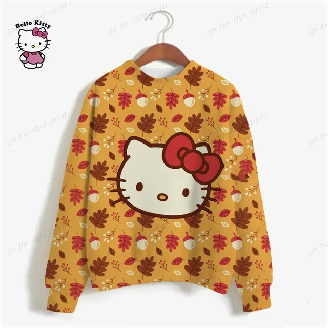 thumbnail image 1 of Sudadera con capucha con estampado de HELLO KITTY para mujer, suéter holgado con estampado de dibujos animados, moda coreana, elegante, fino, y2k, otoño, 1 of 3
