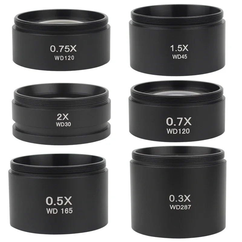 0.3X 0.5X 0.7X 0.75X 1X 1.5X 2.0X Auxiliary Barlow Objective Lens Thread M48mm For Zoom Stereo Binocular Trinocular Microscope microscope objective lens