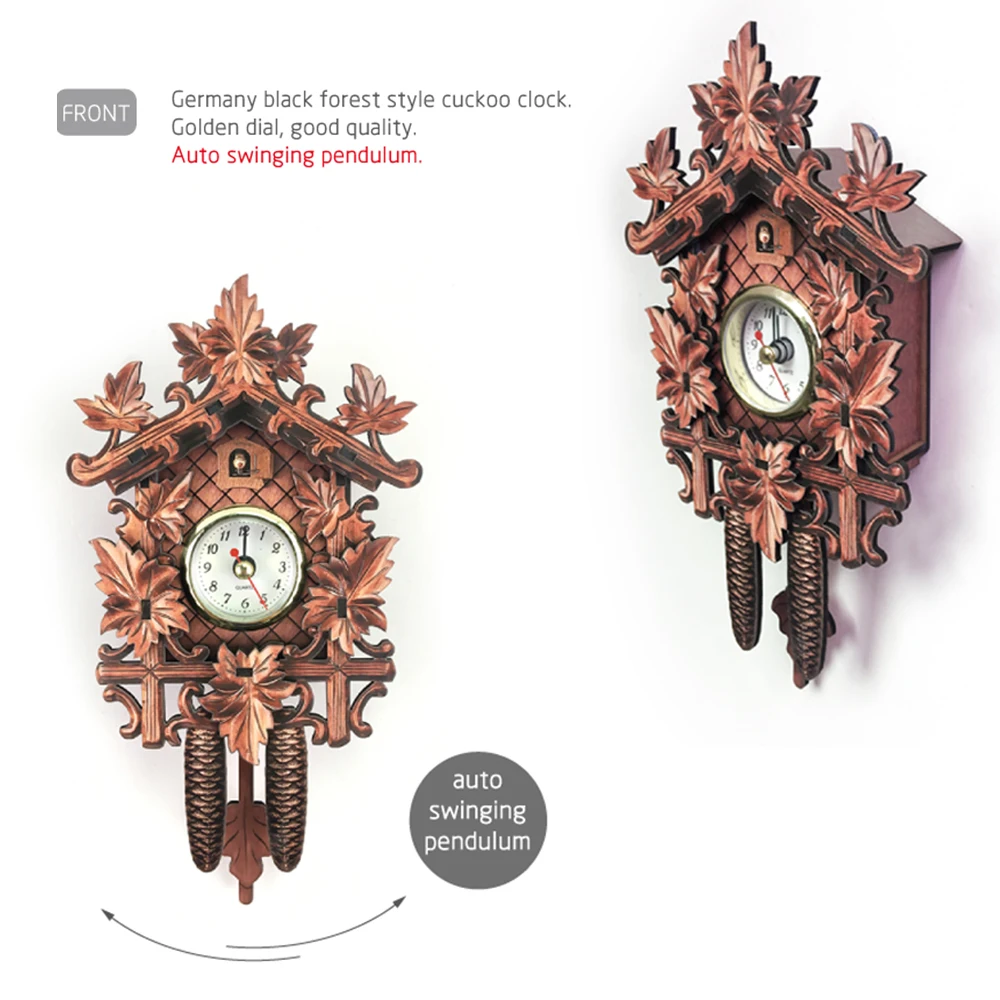 Cuckoo Wall Clock Bird Wood Hanging Decorations for Home Cafe Restaurant Art Vintage Chic Swing Living Room Style 3