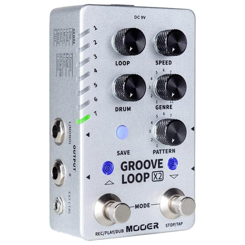 

Mooer Groove Loop X2 Stereo Guitar Looper With 14 Save Slots Drum Machine Pedal 121 Different Drum 10-Minute Capacity Per Track