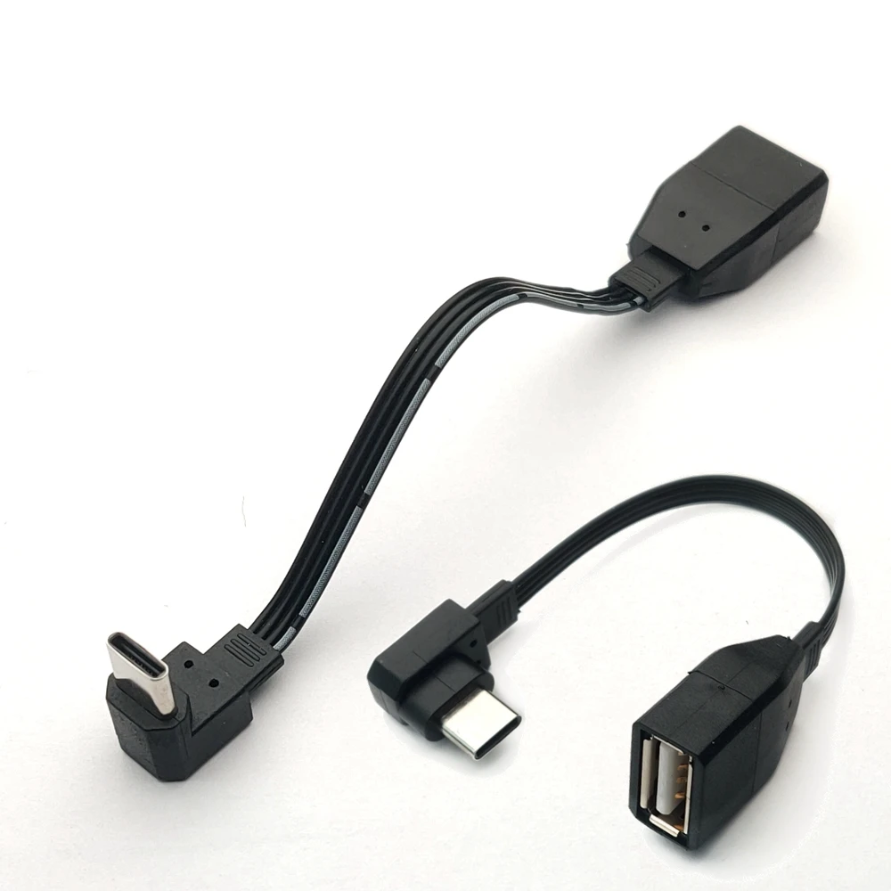 Tipo-c Otg para Usb Adaptador Fêmea 90 Graus Ângulo Direito Bend Curto 10cm 20cm 30cm 50cm