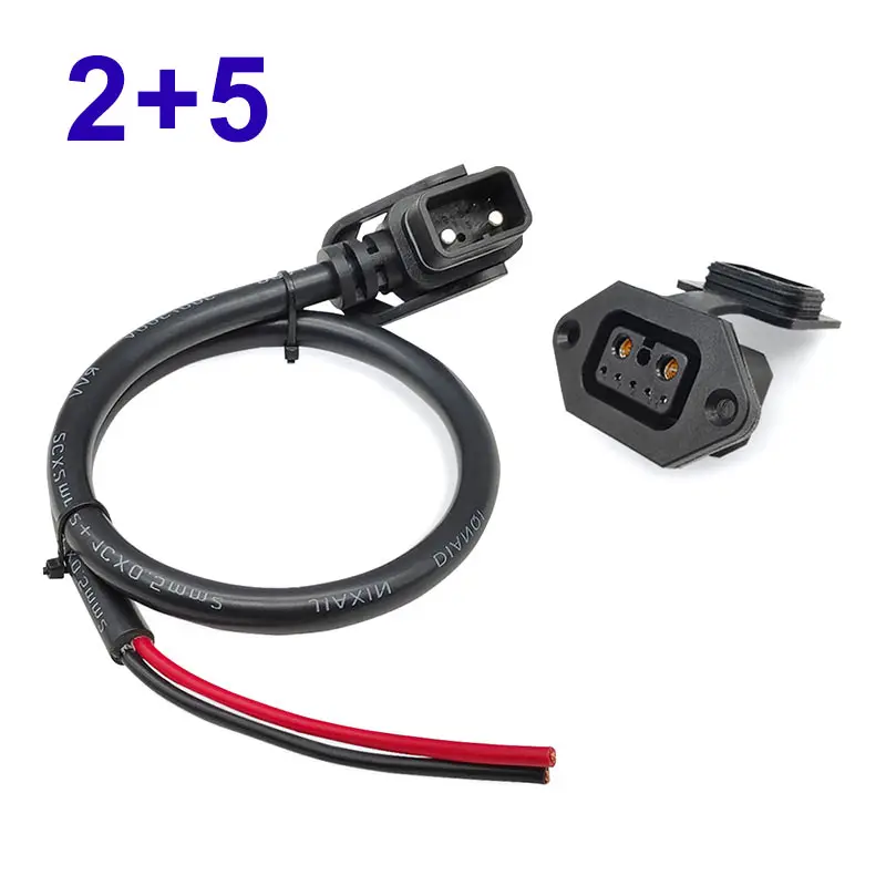 Conector de Carregamento de Bateria E-bike Soquete Feminino com Tampa Linha de Carregamento de Veículo Elétrico Cabo de Alimentação Mais 5pin