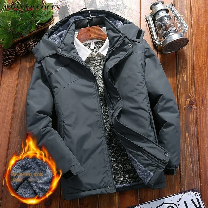 Men's winter plush thickened jackets 2022 Outdoor Big size Mountaineering windbreaker Tactical camping waterproof heating Jacket