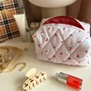 1PC Floral Puffy Quilted Makeup Bag Cosmetic Pouch Flower Strawberry Printed Large Travel Cosmetic Storage Organizer Bag Purse 4