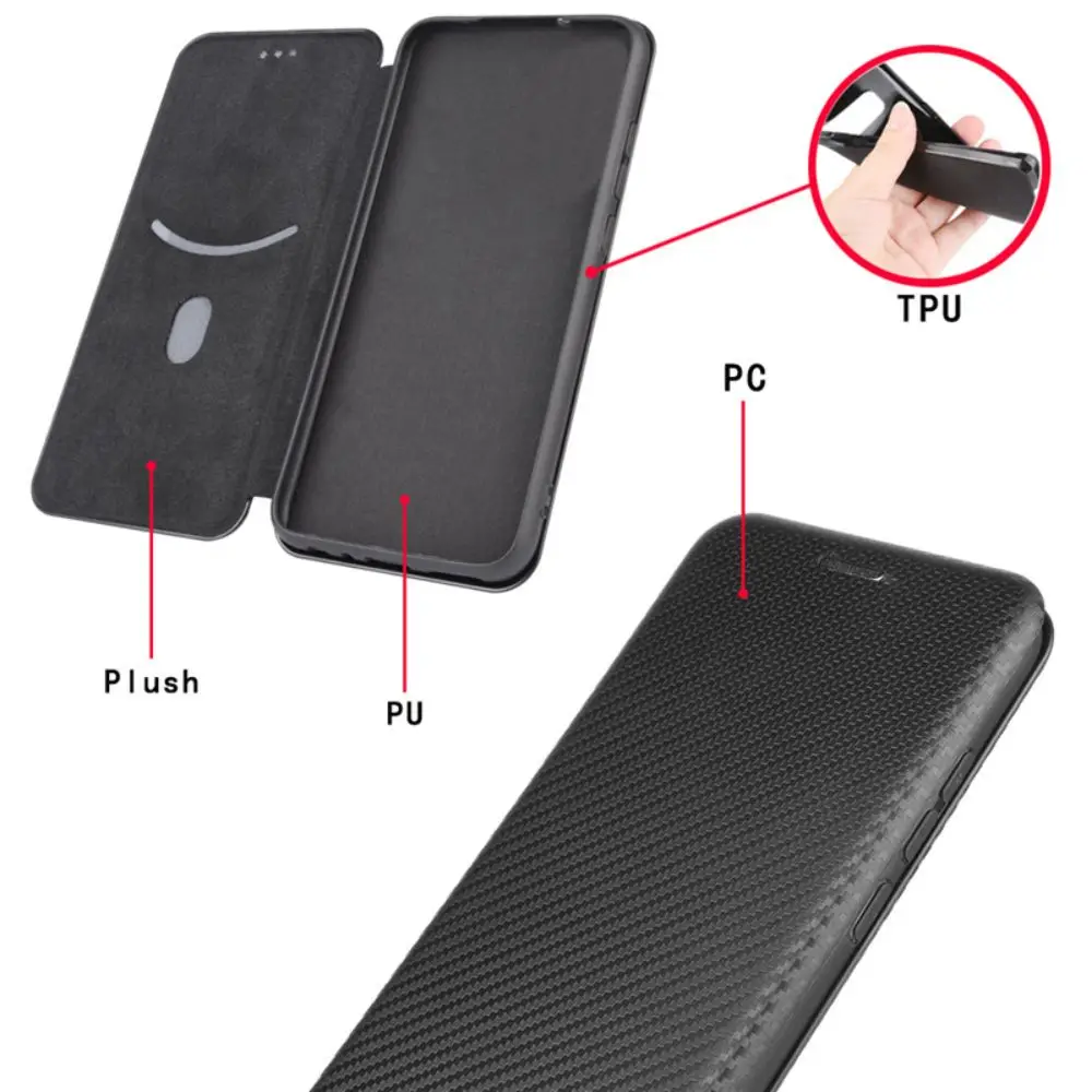Carbon Fiber Magnetic Leather Flip Cover Case for Oneplus 13 12 12R 11R 10 9 Pro 8T 8 Pro 7T 6T Nord4 Shell Wallet Card Holder 6