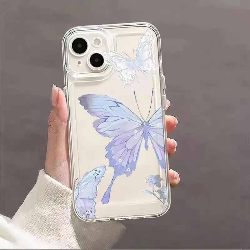 Clear Retro Butterfly TPU Phone Case Cover