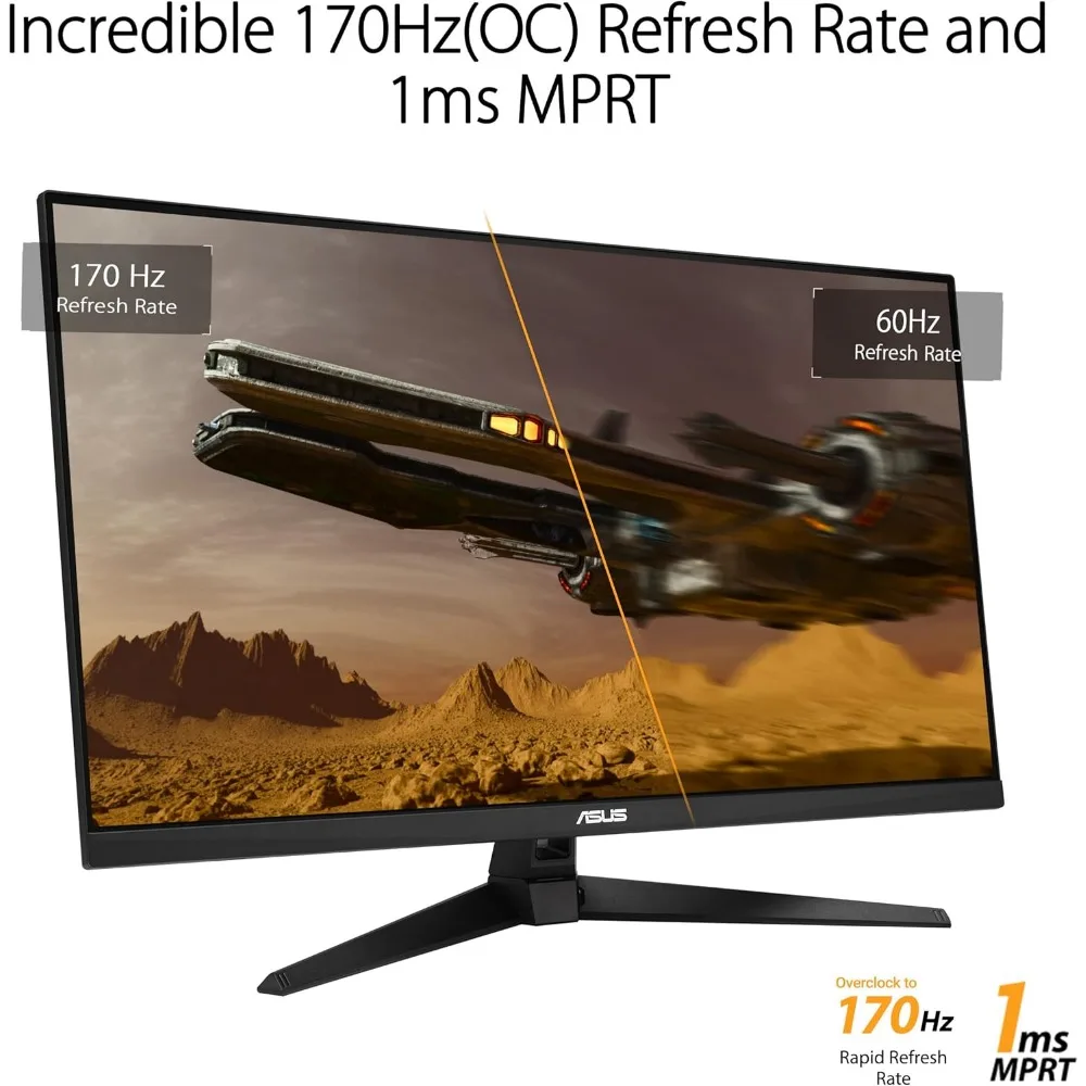 TUF Gaming 31.5” 1440P HDR Monitor (VG32AQA1A) - QHD (2560 x 1440), 170Hz, 1ms, Extreme Low Motion Blur, FreeSync Premium, 3