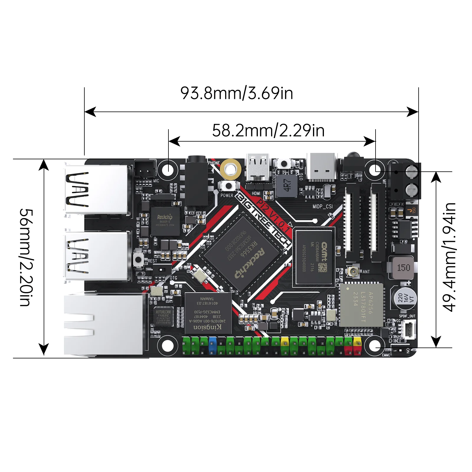 Bigtreetech btt pi 2 rk3566 quad-core ram 2gb rom 32gb 2,4g wifi 40pin gpio vs raspberry pi für klipper 3d drucker teile diy