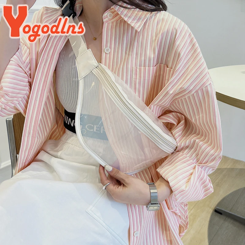 Women Waterproof Fanny Pack Fashion Laser Clear Waist Bags Transparent Shoulder Bag Travel Crossbody Chest Bags Hip Bag
