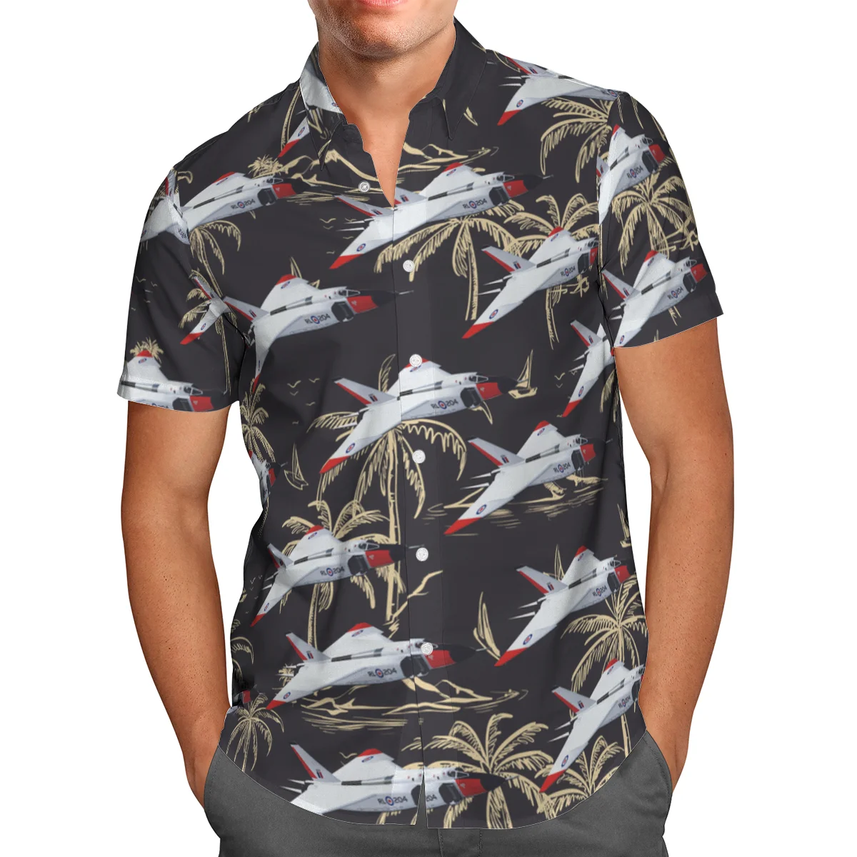 

3D Print Leisure Fighters Aircrafts Trees Men Fashion Colorful Hawaii Camisas Unisex Hipster Streetwear Short Shirt Clothes-782
