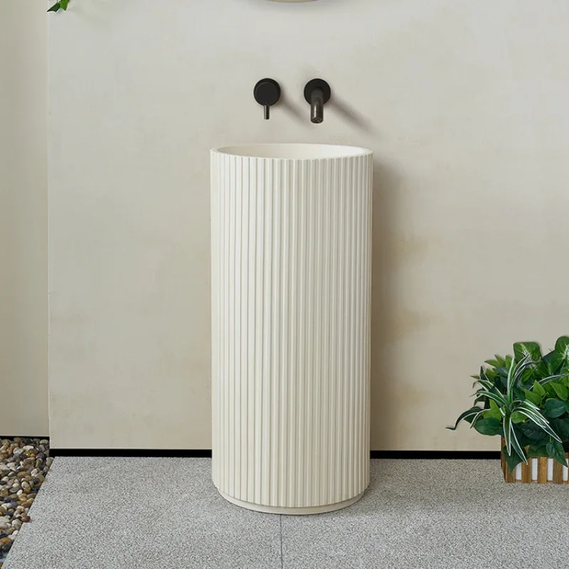 

Outdoor courtyard washbasin balcony art column basin integrated floor-standing washbasin cylindrical vertical washbasin