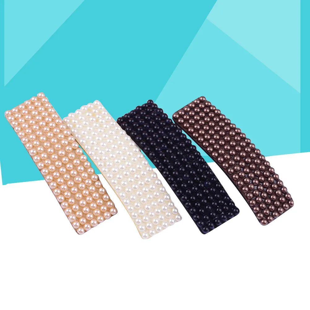 여성을 위한 4Pcs 진주 헤어 클립 강력한 그립이 있는 우아하고 심플한 헤어핀 결혼식 파티에 적합 일상 착용 패션 헤어